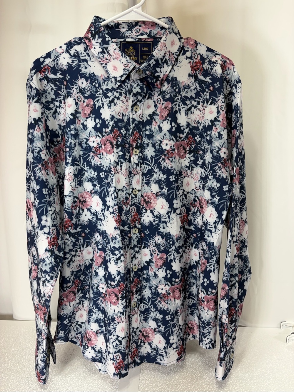 Rugby Ralph Lauren Navy Floral Button-Down Shirt with Pink Accents 3737